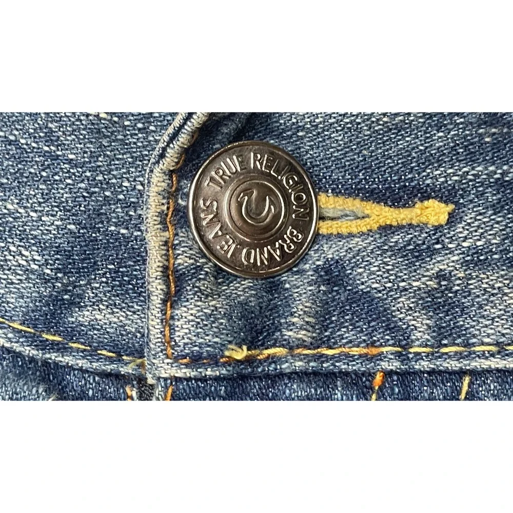 True Religion‎ Joey Vtg Rare Y2K Men's Embroidered Peace Sign Jeans Size 39x30